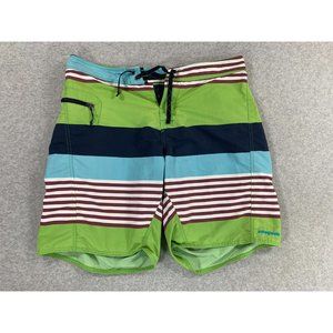 Patagonia Wavefarer Striped Surf Swim SUP Board Shorts (Men's‎ 34) Green